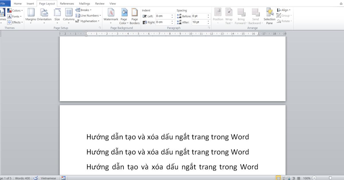 Hướng dẫn tạo ngắt trang trong Word